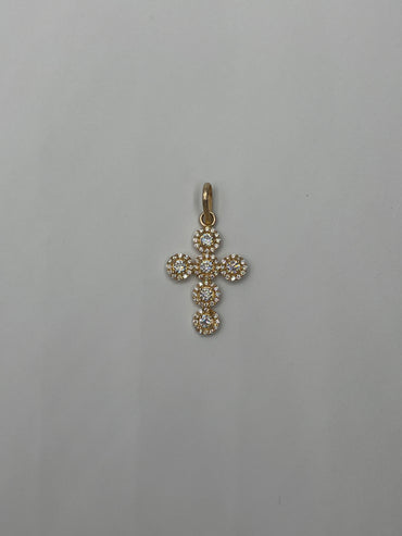 Dije Cruz Circon Blanco Oro amarillo 18k 2,69 Gr / 17,20 mm / 2,8 Cm