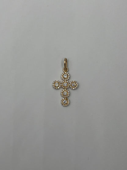 Dije Cruz Circon Blanco Oro amarillo 18k 2,69 Gr / 17,20 mm / 2,8 Cm