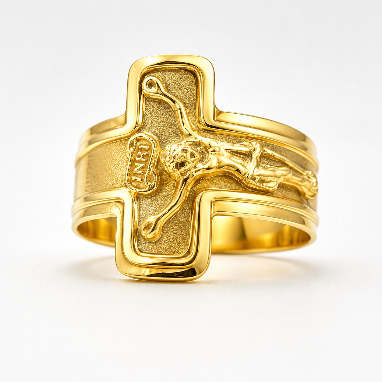 Anillo Cruz Cristo Oro amarillo 18k / Talla 10 1/2 / 3,59 Gr / 18 mm