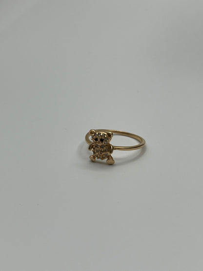 Anillo oso circon blanco y negro Oro amarillo 18k / Talla 5 1/4 / 1,76 Gr / 9,75 mm