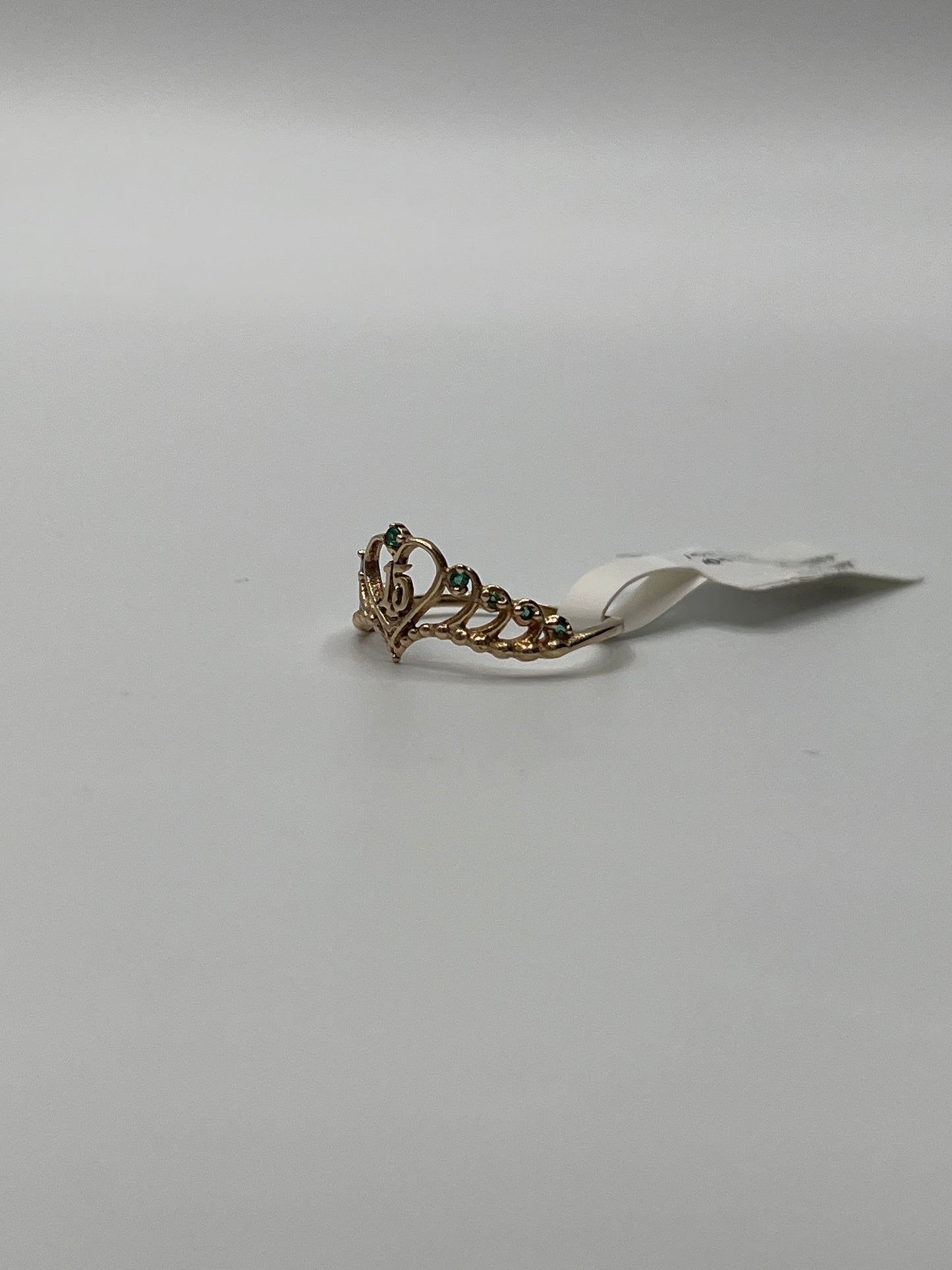 Anillo 15s Corona Circon Verde Oro amarillo 18k / Talla 5 / 1,30 Gr / 9 mm