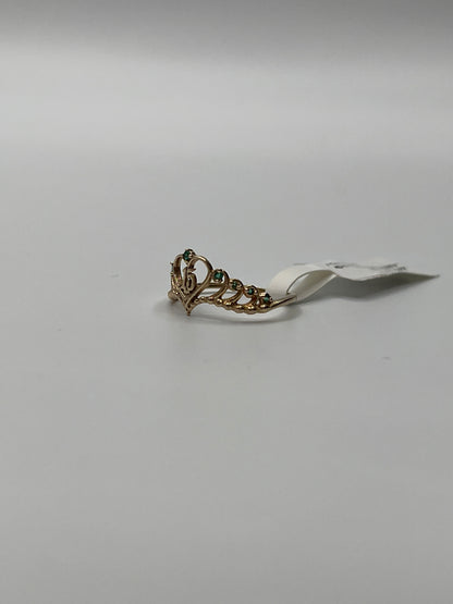Anillo 15s Corona Circon Verde Oro amarillo 18k / Talla 5 / 1,30 Gr / 9 mm