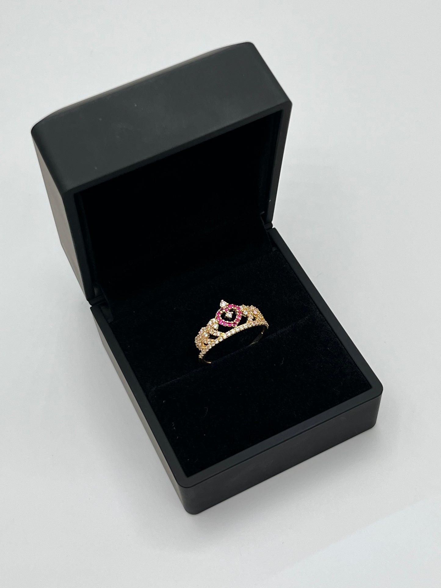Anillo 15´s circon rosa y blanco / Talla 7 1/2 / 2,37 Gr / 9,71 mm