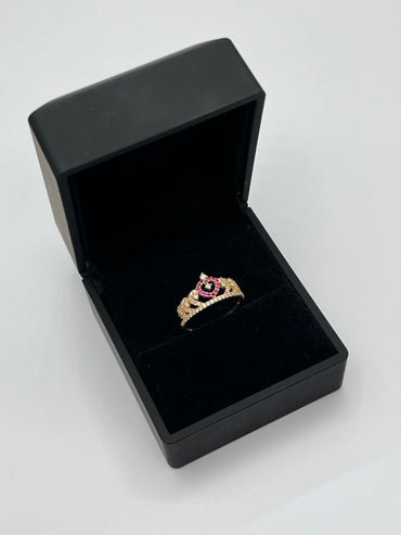 Anillo 15´s circon rosa y blanco / Talla 7 1/2 / 2,37 Gr / 9,71 mm