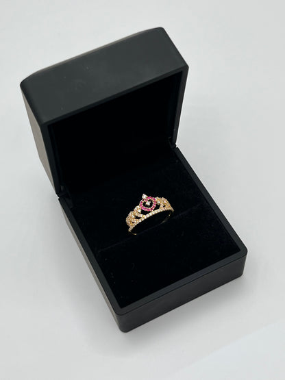 Anillo 15´s circon rosa y blanco / Talla 7 1/2 / 2,37 Gr / 9,71 mm