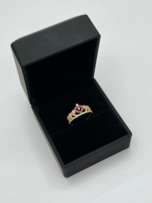 Anillo 15´s circon rosa y blanco / Talla 7 1/2 / 2,37 Gr / 9,71 mm