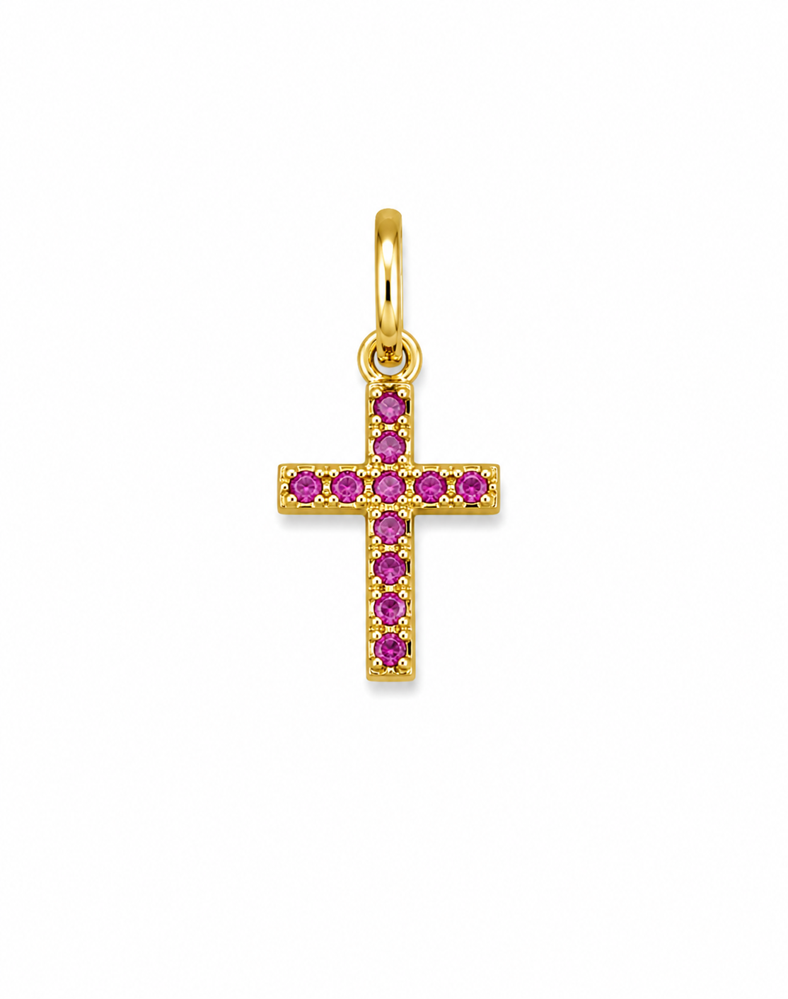 Dije cruz circon rosa Oro amarillo 18k 0,41 Gr / 6,70 mm / 1,1 Cm
