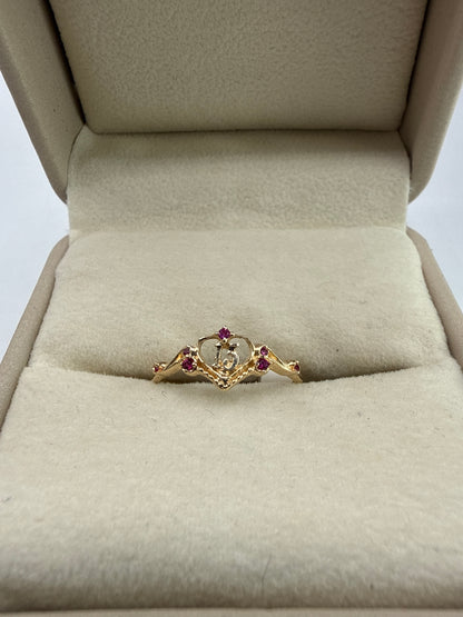Anillo 15s Circon Rosa Oro amarillo 18k / Talla 7 / 1,31 Gr / 7 mm