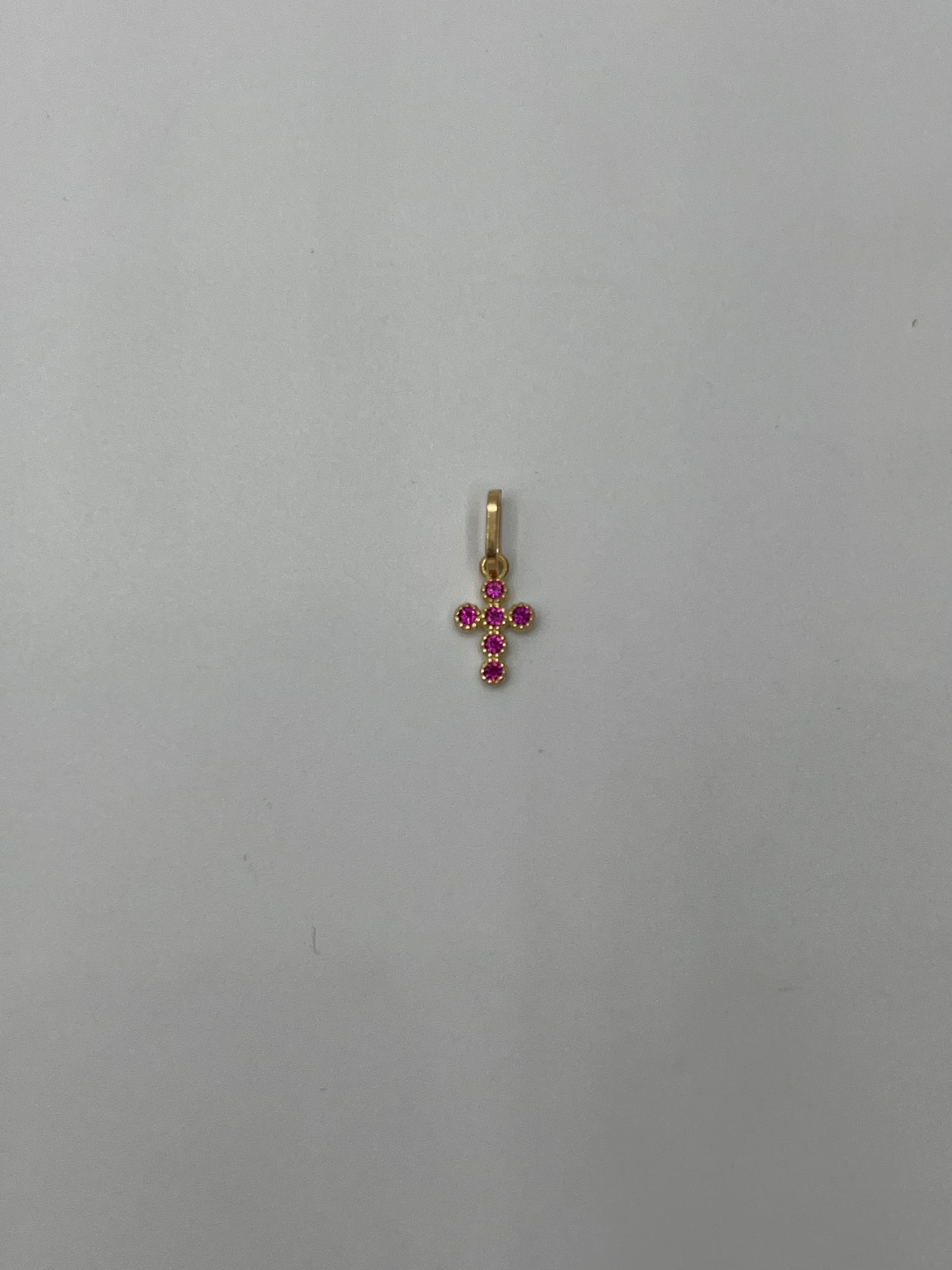 Dije cruz circon rosa Oro amarillo 18k 0,33 Gr / 5,60 mm / 0,9 Cm