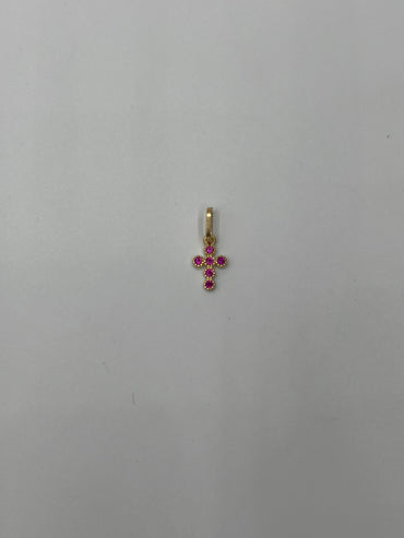 Dije cruz circon rosa Oro amarillo 18k 0,33 Gr / 5,60 mm / 0,9 Cm