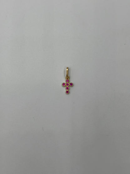 Dije cruz circon rosa Oro amarillo 18k 0,33 Gr / 5,60 mm / 0,9 Cm