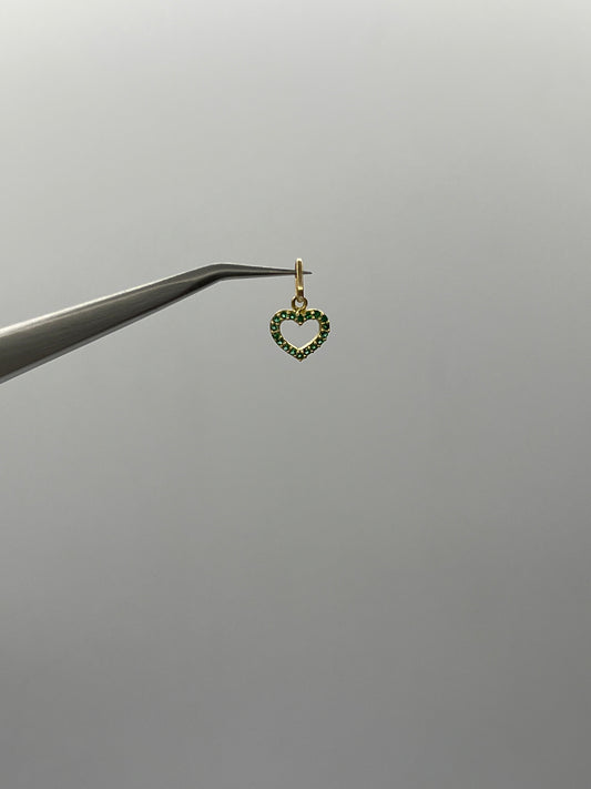 Dije corazon circon verde Oro amarillo 18k 0,40 Gr / 8,90 mm / 0,97 Cm