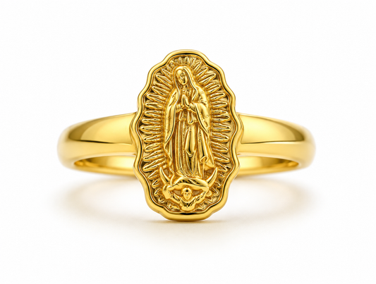 Anillo Virgen Guadalupe Oro amarillo 18k / Talla 8 / 1,47 Gr / 11 mm