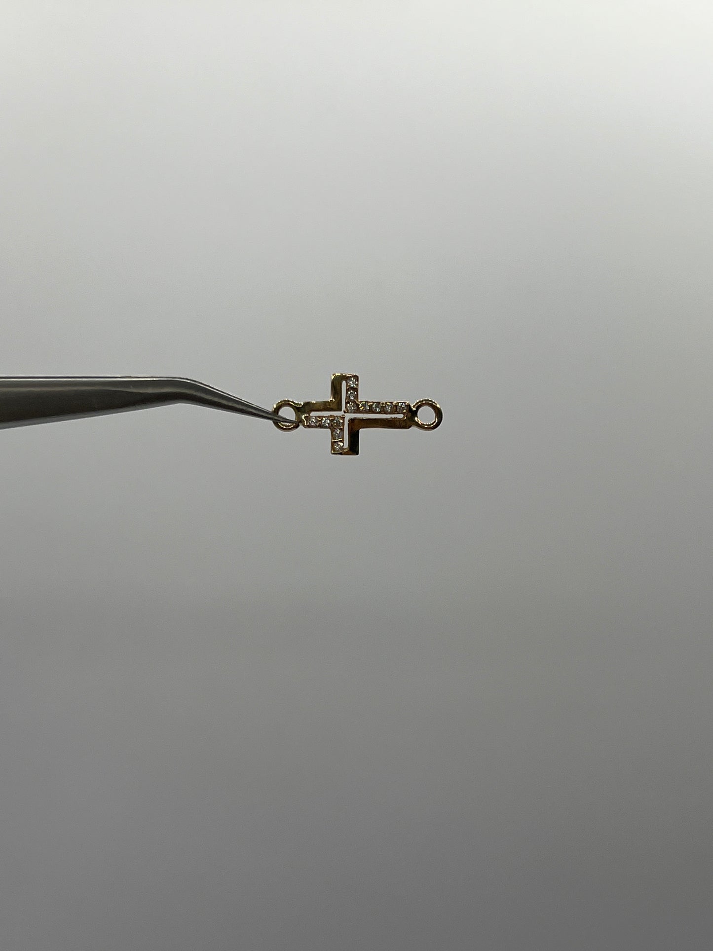 Herraje Cruz Circon Blanco Oro amarillo 18k 0,71 Gr / 9 Cm