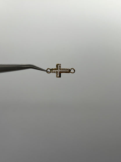 Herraje Cruz Circon Blanco Oro amarillo 18k 0,71 Gr / 9 Cm
