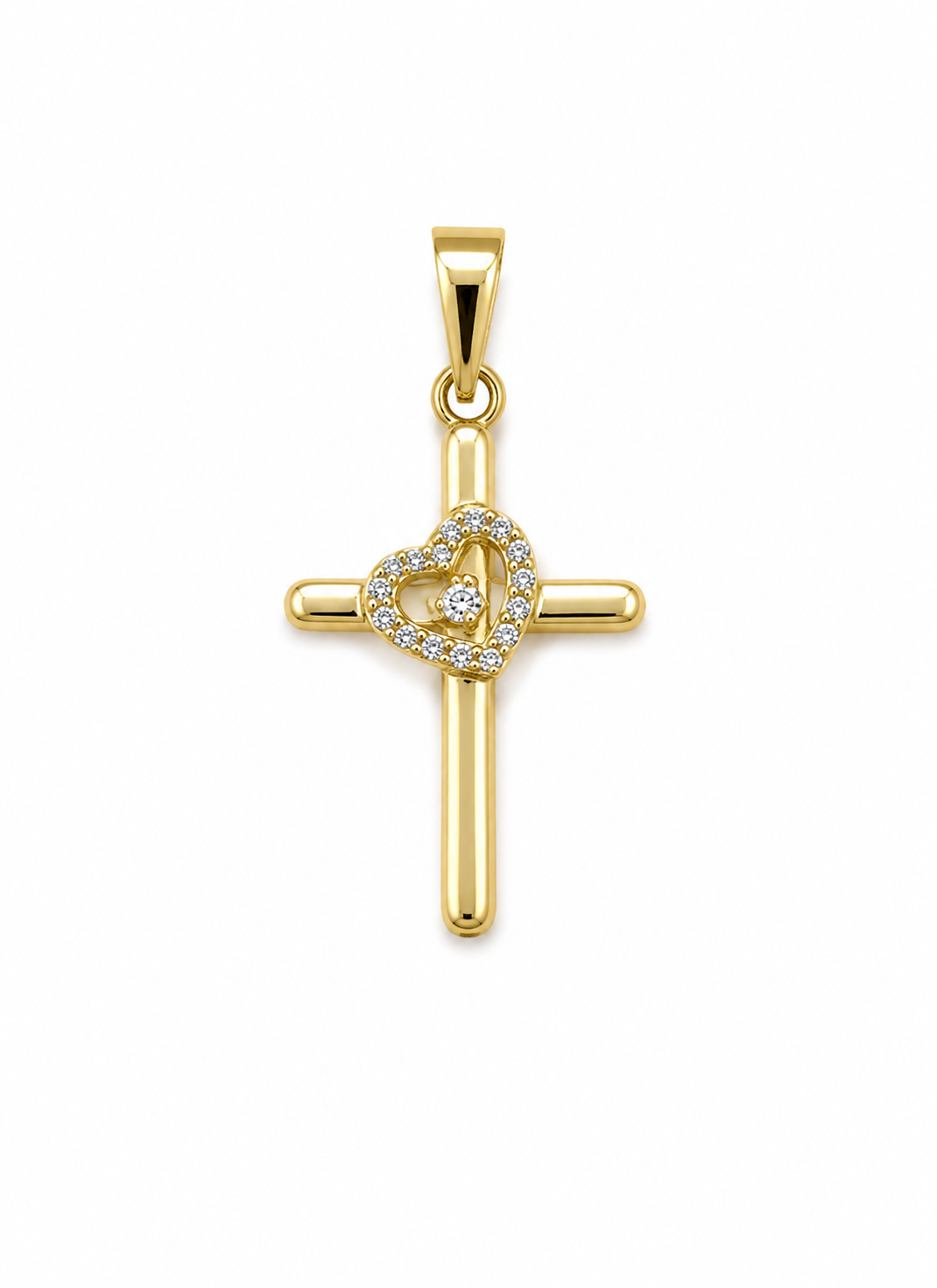 Dije Cruz Circon Azul y Lila Oro amarillo 18k 1,22 Gr / 15,60 mm / 2,6 Cm