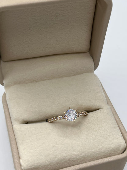 Anillo Compromiso Circon Blanco Oro amarillo 18k / Talla 7 3/4 / 1,98 Gr / 7,12 mm