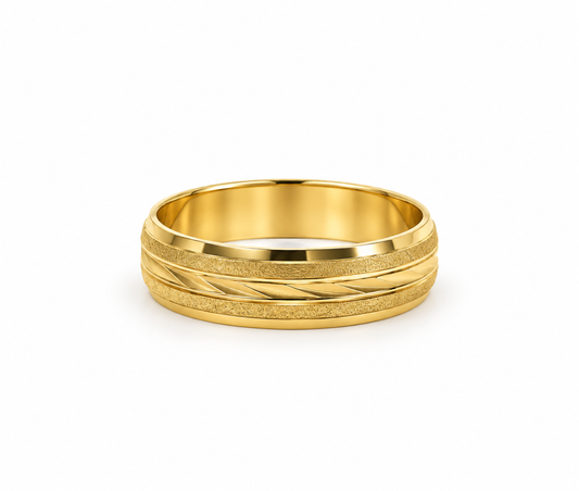 Anillo Rayado Oro amarillo 18k / Talla 9 3/4 / 1,65 Gr / 6 mm