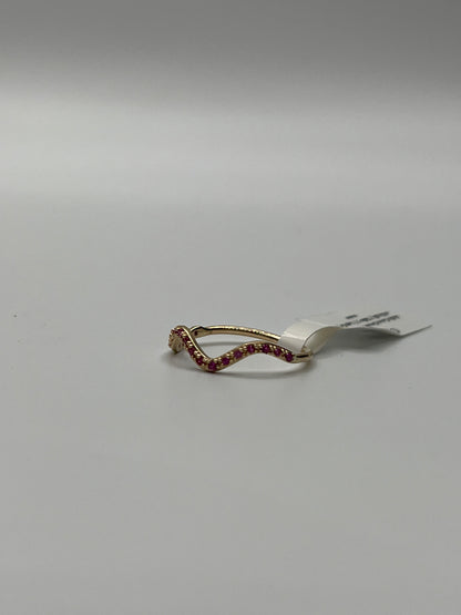 Anillo Curva Circon Rosa Oro amarillo 18k / Talla 7 / 1,49 Gr / 1,80 mm