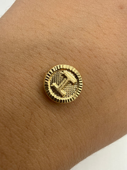 Herraje Letra I Diamantada Oro amarillo 18k 0,46 Gr / 1 Cm