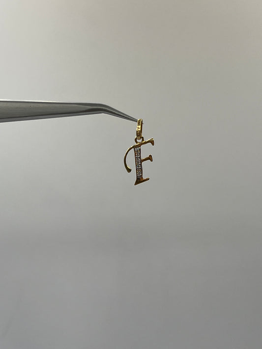 Dije Letra F Circon Blanco Oro amarillo 18k 0,69 Gr / 9,70 mm / 1,55 Cm