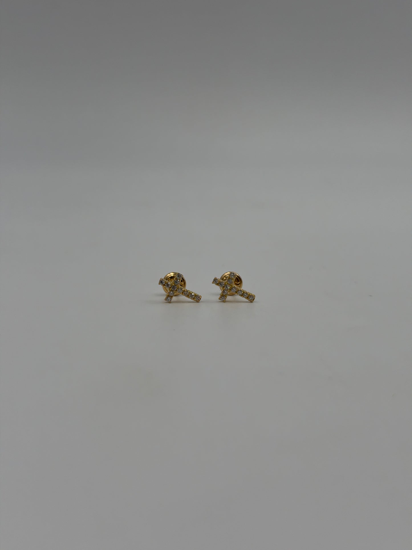 Topos cruz circon blanco Oro amarillo 18k 1 Gr / 10,40 mm