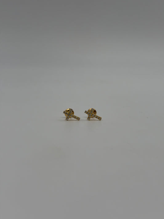 Topos cruz circon blanco Oro amarillo 18k 1 Gr / 10,40 mm