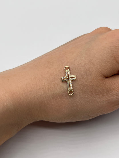 Herraje Cruz Circon Blanco Oro amarillo 18k 0,71 Gr / 9 Cm