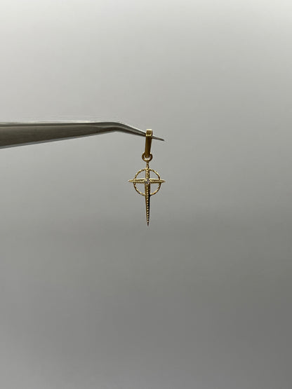 Dije Cruz Circon Blanco Oro amarillo 18k 0,50 Gr / 9,6 mm / 2 Cm
