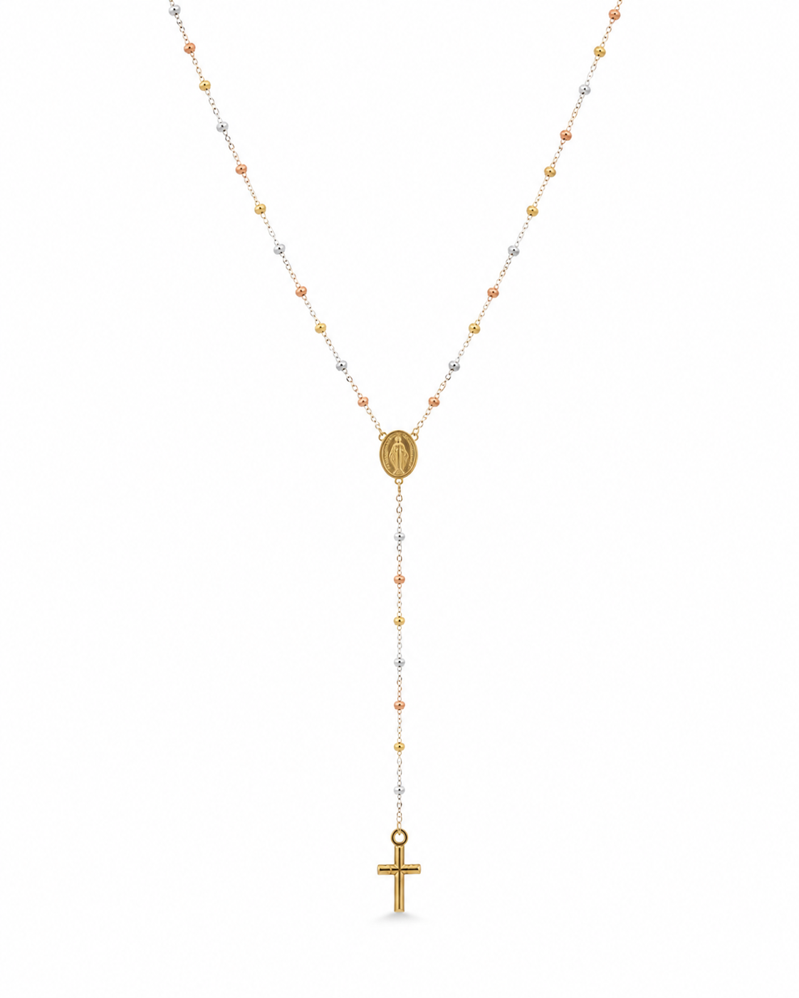 Rosario It Virgen Milagrosa Tres oros 18k +3 / 2,73 Gr / 2 mm / 50 Cm