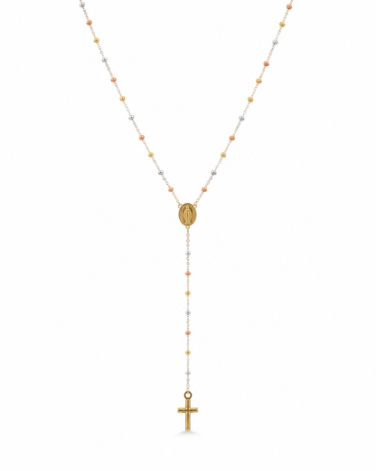 Rosario It Virgen Milagrosa Tres oros 18k +3 / 2,73 Gr / 2 mm / 50 Cm