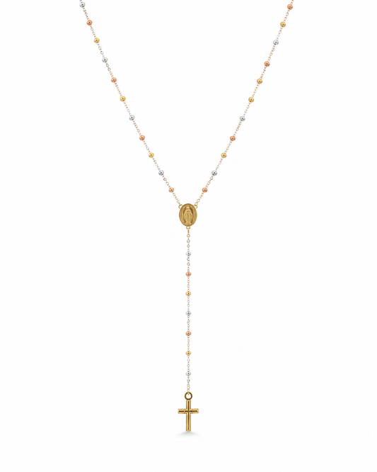 Rosario It Virgen Milagrosa Tres oros 18k +3 / 2,73 Gr / 2 mm / 50 Cm