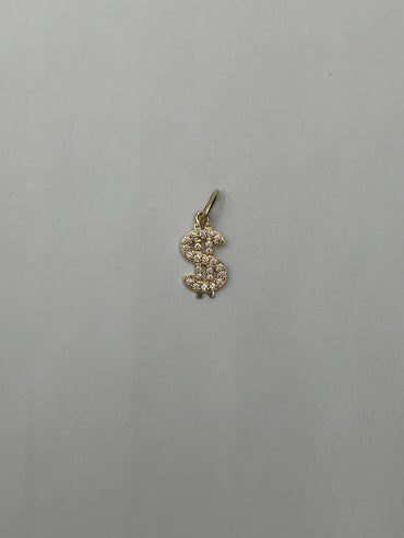 Dije signo peso circon blanco 1,14 Gr / 8,20 mm / 1,6 Cm