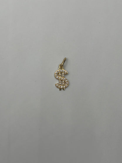 Dije signo peso circon blanco 1,14 Gr / 8,20 mm / 1,6 Cm