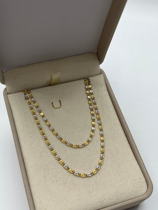 Cadena It Plana Diamantada Oro amarillo y Oro blanco 18k +2 / 3,93 Gr / 2,40 mm / 55 Cm