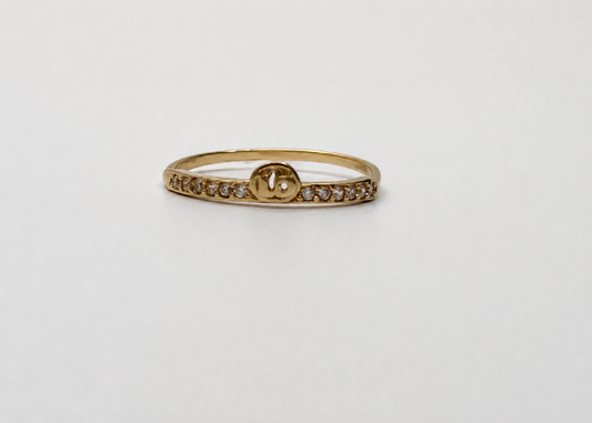 Anillo 15s Circon Blanco Oro amarillo 18k / Talla 6 1/2 / 1,08 Gr / 3,77 mm