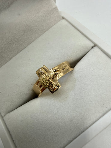 Anillo Cruz Cristo Oro amarillo 18k / Talla 9 3/4 / 1,98 Gr / 11 mm
