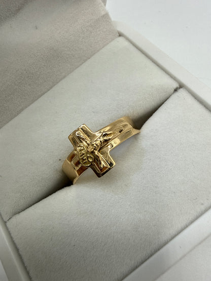 Anillo Cruz Cristo Oro amarillo 18k / Talla 9 3/4 / 1,98 Gr / 11 mm