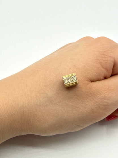 Herraje Cuadro Circon Blanco Oro amarillo 18k +2 / 1,49 Gr / 0,7 cm