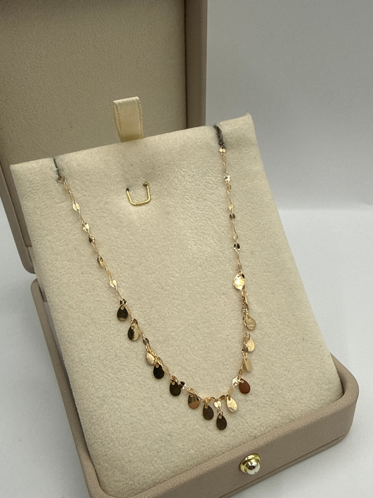 Cadena It Especial Flor Espejo Gota Oro amarillo 18k +4 / 1,27 Gr / 3 mm / 45 Cm