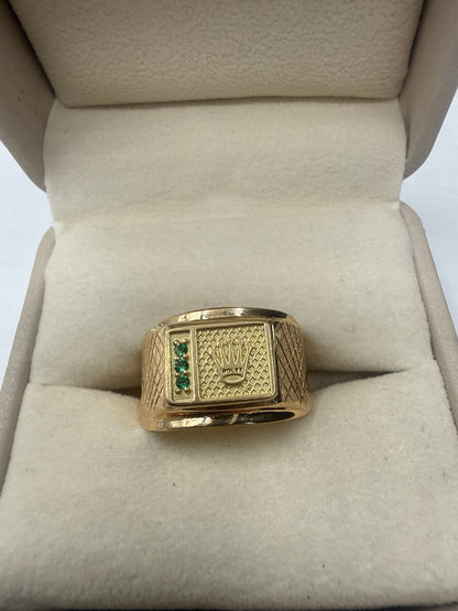Anillo RX Circon Verde Oro amarillo 18k / Talla 11 1/2 / 3,79 Gr / 13,50 mm