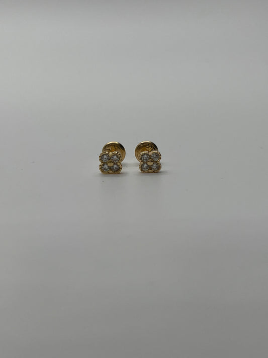 Topos Trebol Circon Blanco Oro amarillo 18k 1,09 Gr / 5 mm