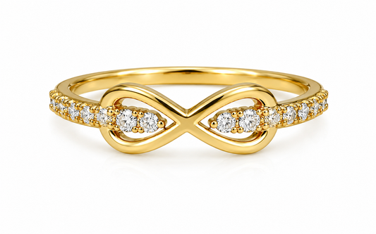 Anillo Infinito Circon Blanco Oro amarillo 18k / Talla 5 1/2 / 1,66 Gr / 4,7 mm