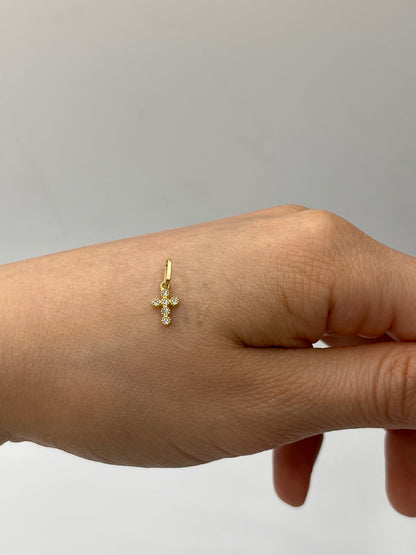 Dije cruz circon blanco Oro amarillo 18k 0,33 Gr / 5,60 mm / 0,9 Cm