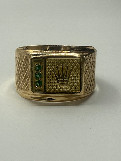 Anillo RX Circon Verde Oro amarillo 18k / Talla 11 1/2 / 3,79 Gr / 13,50 mm