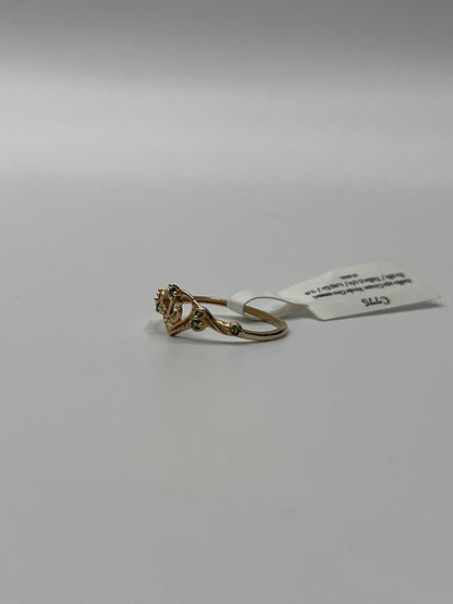 Anillo 15s Circon Verde Oro amarillo 18k / Talla 5 1/2 / 1,25 Gr / 7,30 mm