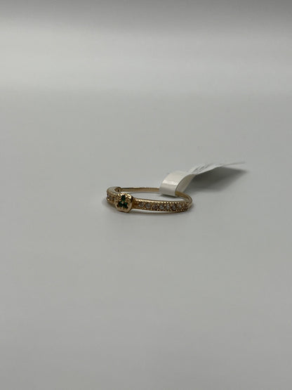 Anillo Circon Blanco y Verde Oro amarillo 18k / Talla 5 1/2 / 1,77 Gr / 3,93 mm