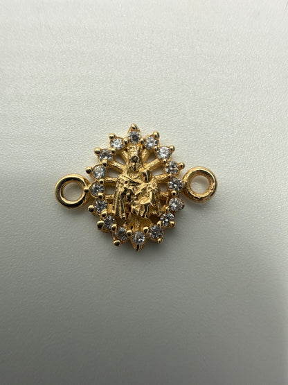 Herraje Virgen del Carmen Circon Blanco Oro amarillo 18k 0,38 Gr / 0,80 Cm