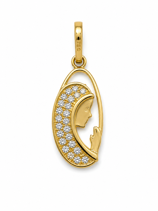 Dije Virgen Maria Oro amarillo 18k 1,27 Gr / 8 mm / 1,8 Cm