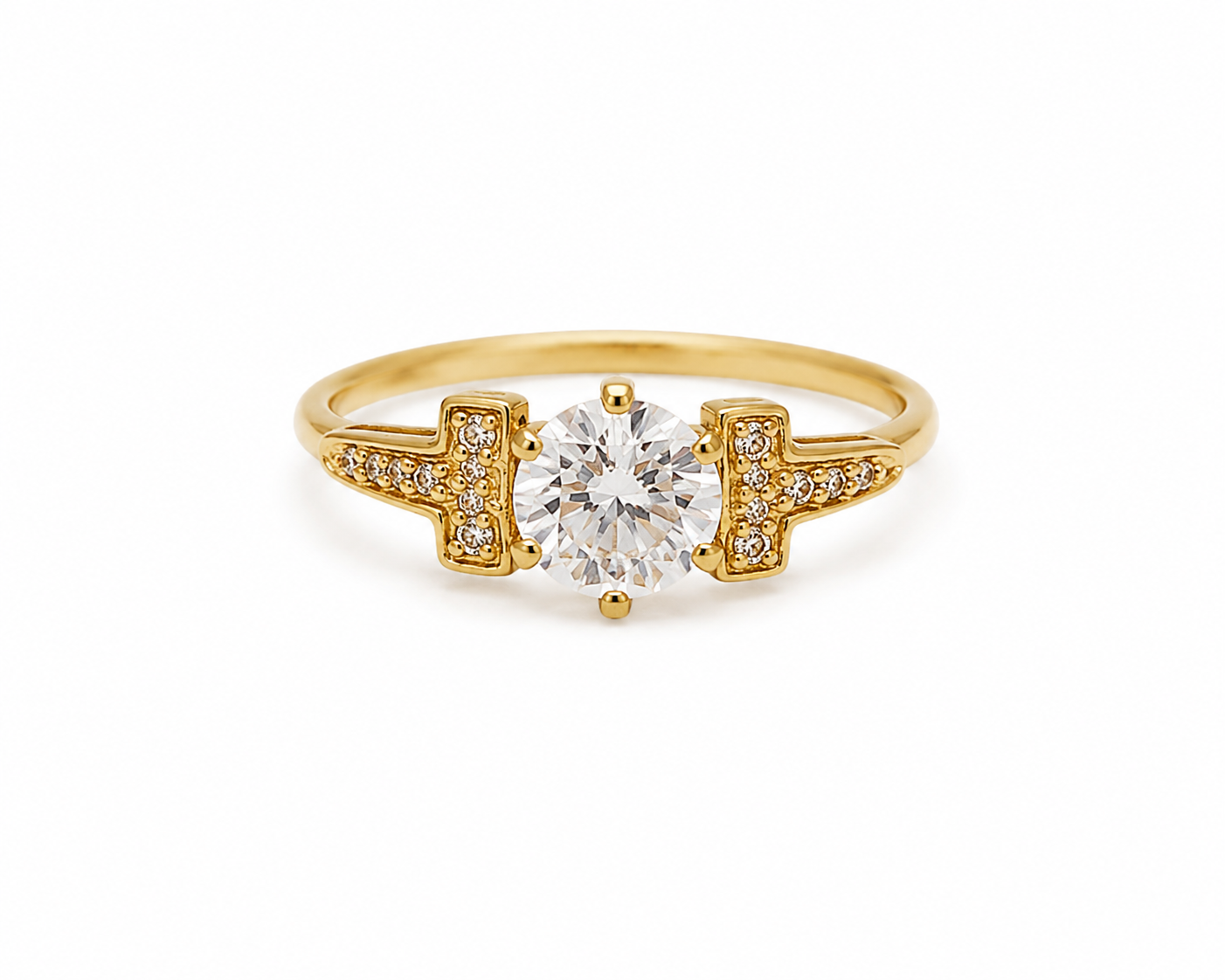 Anillo Compromiso Circon Blanco Oro amarillo 18k / Talla 5 3/4 / 1,80 Gr / 6,70 mm